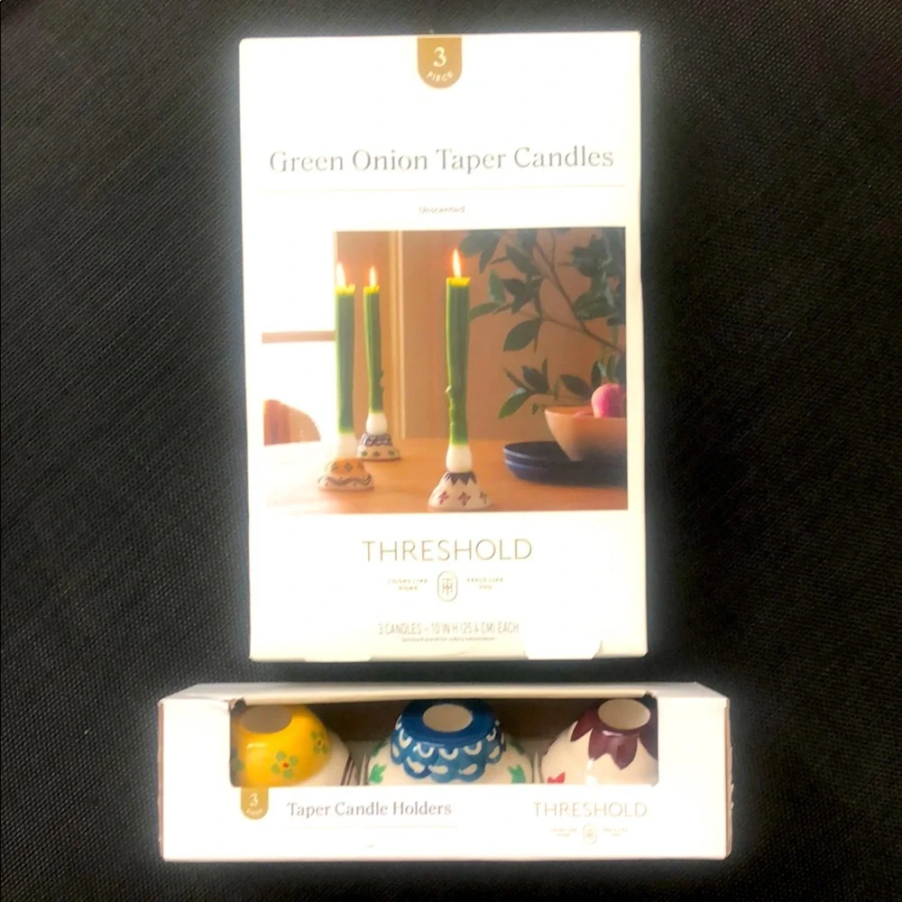 Threshold Green Onion Taper Candles  and Holders